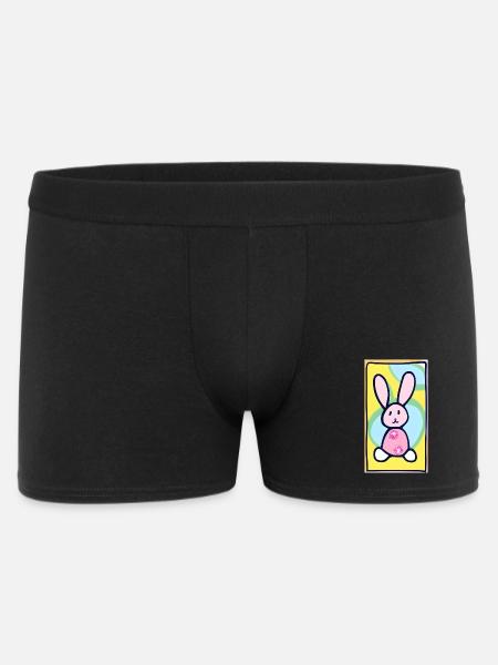 Pastel Bunny Easter Bunny on Yellow Background - Men's Boxer Shorts - black