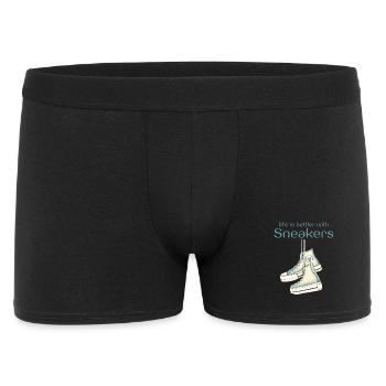 life is better with sneakers Turnschuh - Männer Boxer Shorts - Schwarz - Vorne