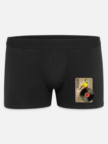 Vintage Musik Vogel Design - Männer Boxer Shorts - Schwarz