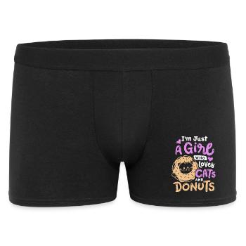 Donut- und Katzenliebhaber - Männer Boxer Shorts - Schwarz - Vorne