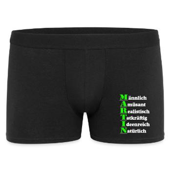 Martin , Vorname,Namensschild,Name,Fun Shirt (25) - Männer Boxer Shorts - Schwarz - Vorne
