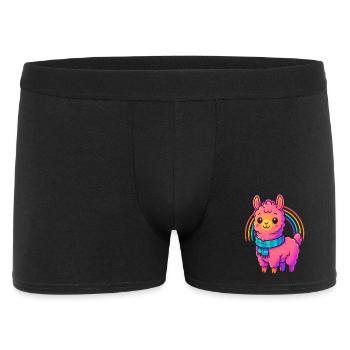 Süßes Kleines Lama Design | Comic Neon Tiermotiv - Männer Boxer Shorts - Schwarz - Vorne