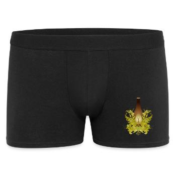 Brown beer bottle with floral hop ornaments - Men's Boxer Shorts - black - Front