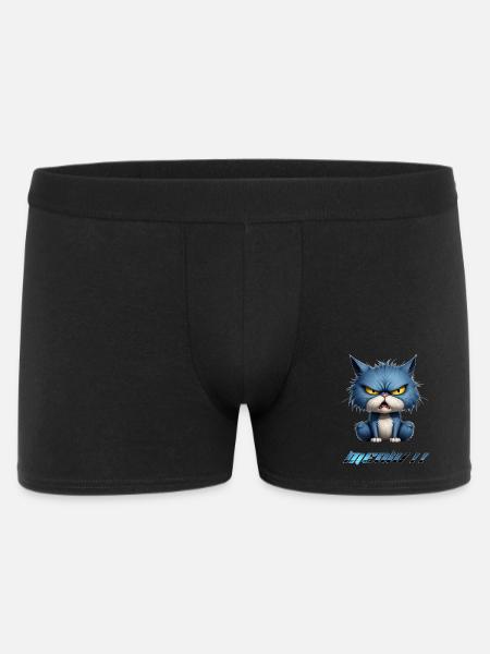 Angry Blue Cat Pixel Meow - Men's Boxer Shorts - black