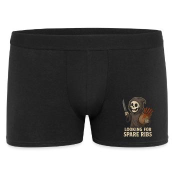 Halloween Skelett looking for Spare Ribs Shirt Fun - Männer Boxer Shorts - Schwarz - Vorne