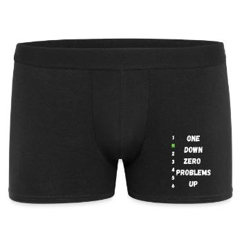 Einer runter, null Probleme rauf - Männer Boxer Shorts - Schwarz - Vorne
