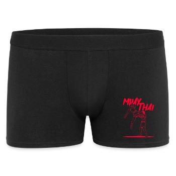 Muay Thai Flying - Knee Red Line Art - Männer Boxer Shorts - Schwarz - Vorne