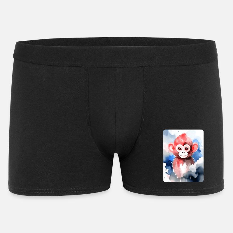 Kleiner Affe (Porträt) (Rotbraun) - Männer Boxer Shorts - Schwarz