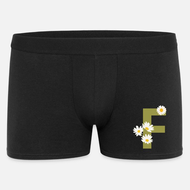 Buchstabe f Grüne Gänseblümchen - Männer Boxer Shorts - Schwarz