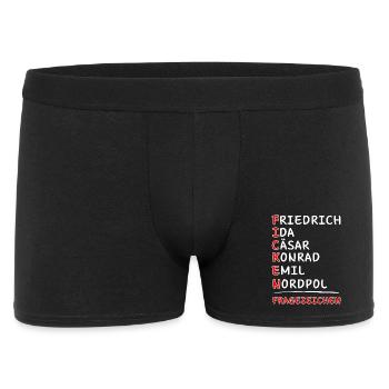 Funkalphabet-Friedrich Ida Cäsar Kaufmann Emil... - Männer Boxer Shorts - Schwarz - Vorne