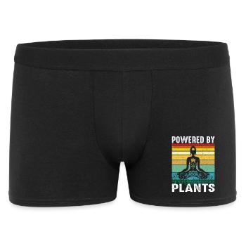 Design rétro de yoga végan – Alimenté par des plantes - Boxer Homme - noir - Devant