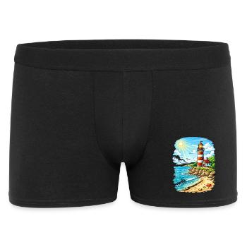 Lighthouse on sunny coastal beach - Men's Boxer Shorts - black - Front