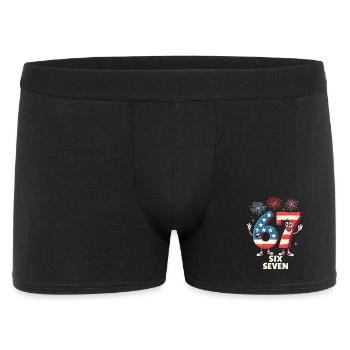 US Flag 67 Memes Six Seven - Männer Boxer Shorts - Schwarz - Vorne