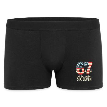 US Flag 67 Memes Six Seven - Männer Boxer Shorts - Schwarz - Vorne