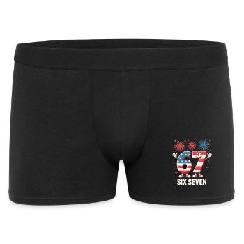 US Flag 67 Memes Six Seven - Männer Boxer Shorts - Schwarz - Vorne