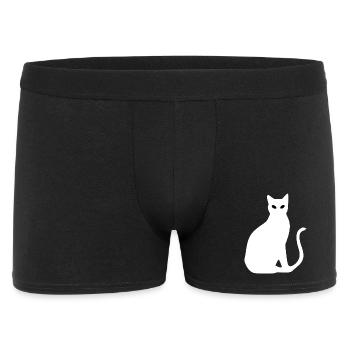Chat White Silhouette Cadeau Cat Lover - Boxer Homme - noir - Devant