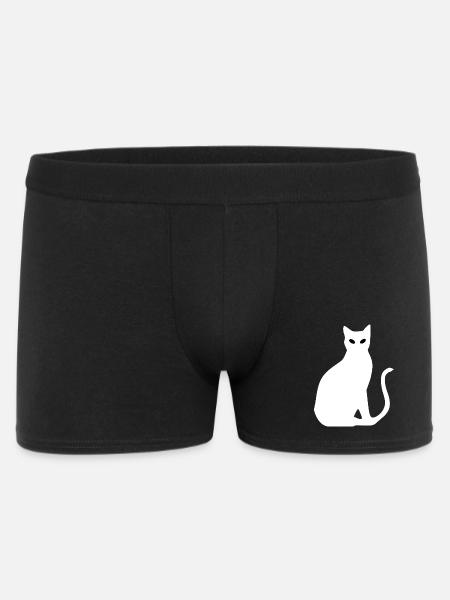 Cat White Silhouette Gift Cat Lover - Men's Boxer Shorts - black