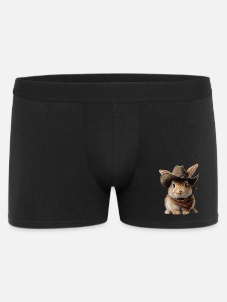 Hase Kaninchen Cowboy Hut Western Country - Männer Boxer Shorts - Schwarz