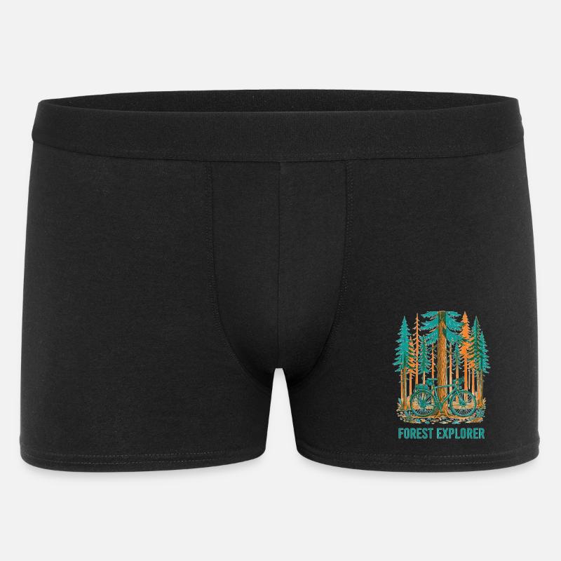 Forest Explorer Risograph Fahrradkunst - Männer Boxer Shorts - Schwarz