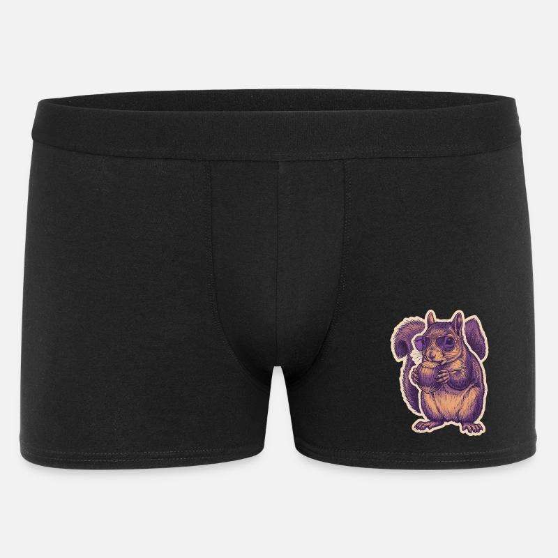 Squirrel with sunglasses nibbling hazelnut - Men's Boxer Shorts - black