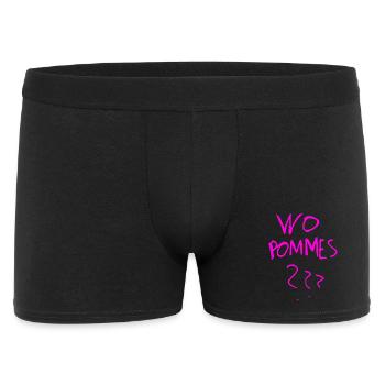 WoPommes – Lustiges Wortspiel Design mit Pommes  - Männer Boxer Shorts - Schwarz - Vorne