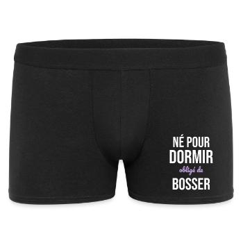 Né Pour Dormir — Obligé de Bosser - Boxer Homme - noir - Devant