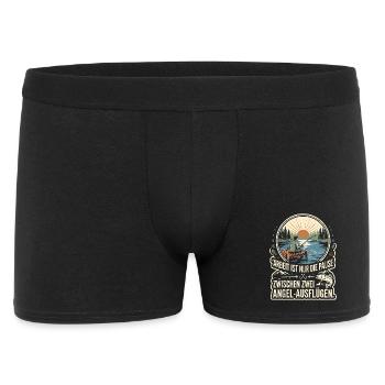 Angeln Spruch - Retro Fischer Geschenk - Männer Boxer Shorts - Schwarz - Vorne