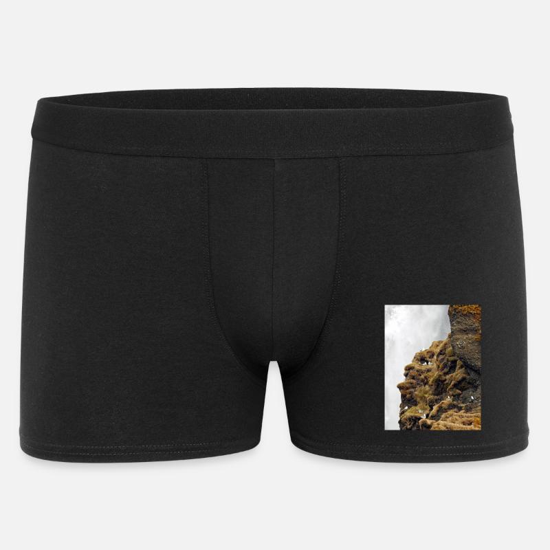 Seevögel, die auf der Klippe nahe dem Wasserfall sitzen, sitzen - Männer Boxer Shorts - Schwarz