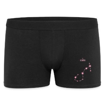 Skorpion, Tierkreiszeichen, Sternbild Pastellrosa - Männer Boxer Shorts - Schwarz - Vorne