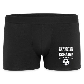 Asozialer Schalke Fan | Vintage Retro Edition - Männer Boxer Shorts - Schwarz - Vorne