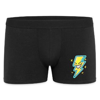 Lachender Blitz Cartoon - Männer Boxer Shorts - Schwarz - Vorne