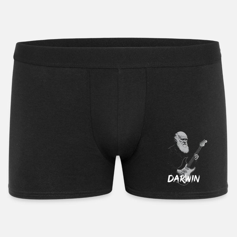Darwin Playing Guitar Evolution - Men's Boxer Shorts - black