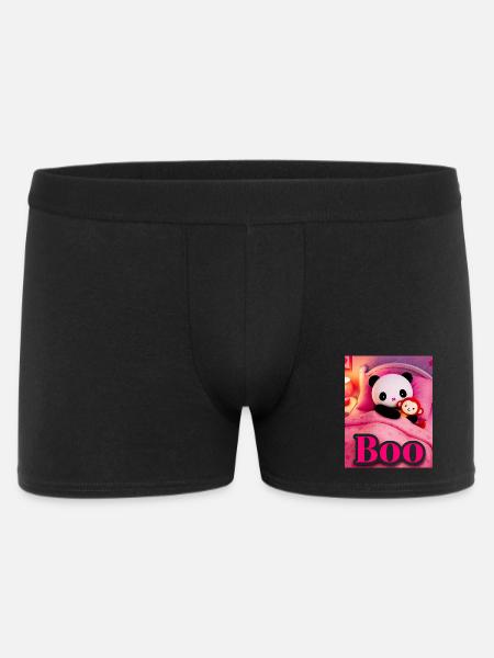 Panda Plush Toy on Pink Bed - Men's Boxer Shorts - black