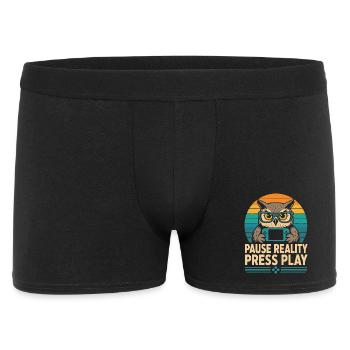 Break Reality Press Play Gamer Owl - Men's Boxer Shorts - black - Front