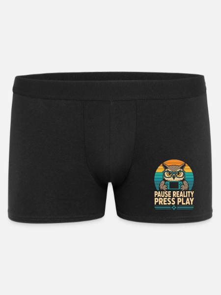 Pause Reality Press Play Gamer Eule - Männer Boxer Shorts - Schwarz