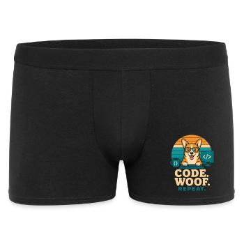 Code Woof Repeat Programmer Corgi - Men's Boxer Shorts - black - Front