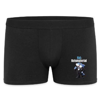 Certified Hairatsmaterial | Lustiger Hai Wortwitz - Männer Boxer Shorts - Schwarz - Vorne