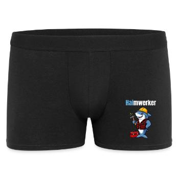 Haimwerker – Lustiger Hai Handwerker - Männer Boxer Shorts - Schwarz - Vorne