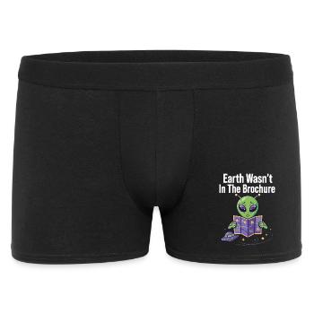 Earth Wasn’t In The Brochure Alien - Männer Boxer Shorts - Schwarz - Vorne