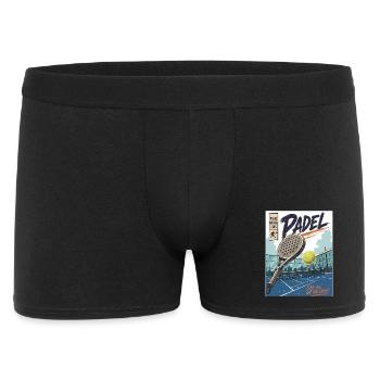 Padel Spieler & Court - Männer Boxer Shorts - Schwarz - Vorne
