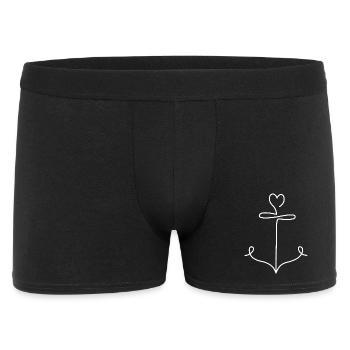Anker mit Herz im minimalistischen Stil - Männer Boxer Shorts - Schwarz - Vorne