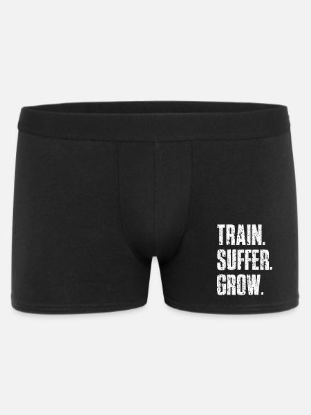 Train Suffer Grow Grunge Motto - White - Männer Boxer Shorts - Schwarz