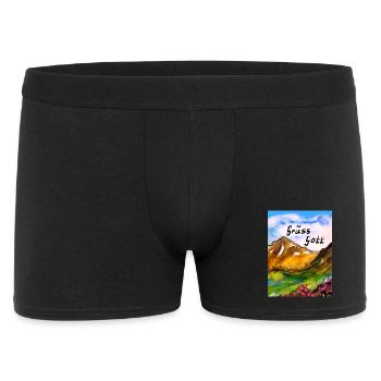 EG Berge I Grüss Gott I wandern hiking I Aquarell - Männer Boxer Shorts - Schwarz - Vorne