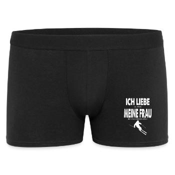 Ich Liebe es wenn meine Frau Mich Ski Fahren Lässt - Männer Boxer Shorts - Schwarz - Vorne