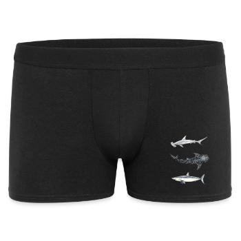 Hai-Trio: Hammerhai, Wal, Mako - Männer Boxer Shorts - Schwarz - Vorne