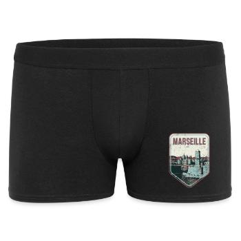Badge retro, Marseille France est ma ville natale - Boxer Homme - noir - Devant