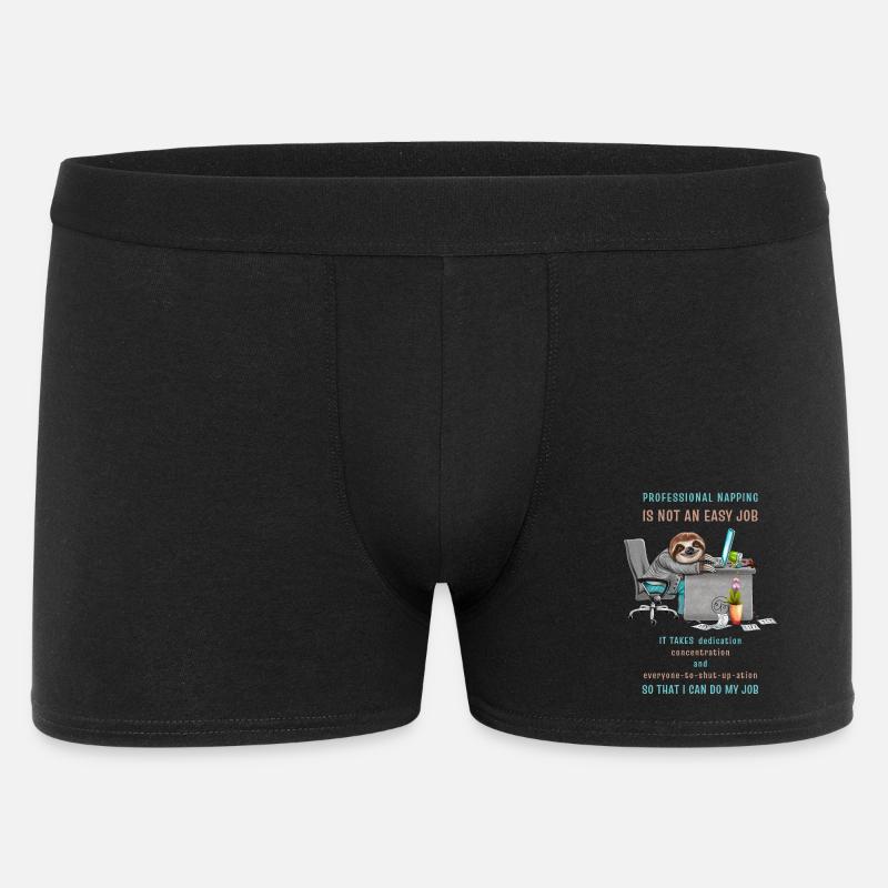 Lustiges Faultier Spruch Professional Napping - Männer Boxer Shorts - Schwarz