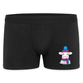 mouton blanc avec chapeau à bobble coloré et écharpe tricotée - Boxer Homme - noir - Devant