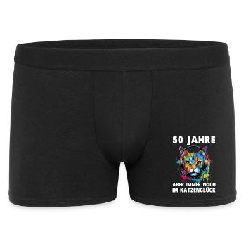 50 Geburtstag Katze Katzenliebhaber Katzen Spruch - Männer Boxer Shorts - Schwarz - Vorne