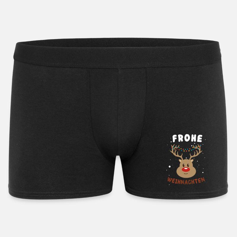 Festlicher Rudolf Rentier Weihnachtspullover - Männer Boxer Shorts - Schwarz